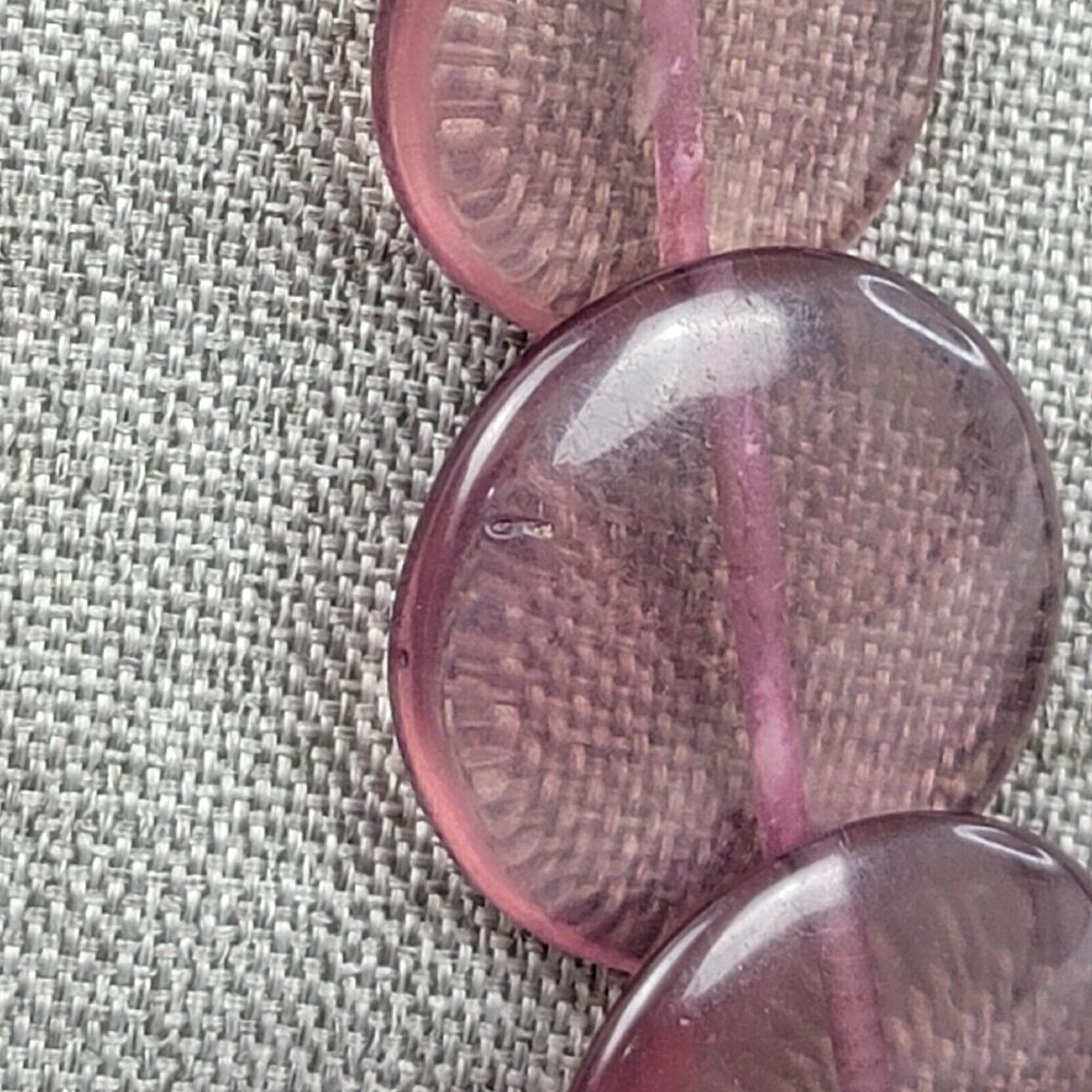 Vintage Purple Lucite Necklace Graduated Round Disc Wood Beads Bundle of Two - Picture 7 of 15